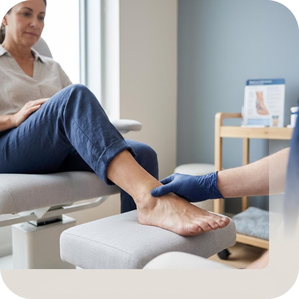 صورة سريرية توضح التهاب مفصل تحت الكعب (Subtalar Joint Arthritis)