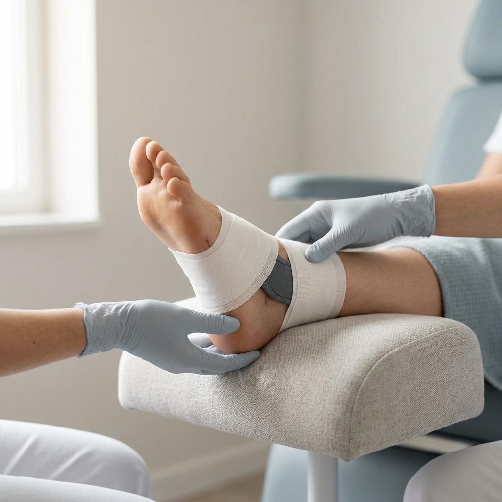 صورة سريرية توضح الاندماج العظمي المزدوج أو الثلاثي للمفاصل (Double/Triple Arthrodesis)